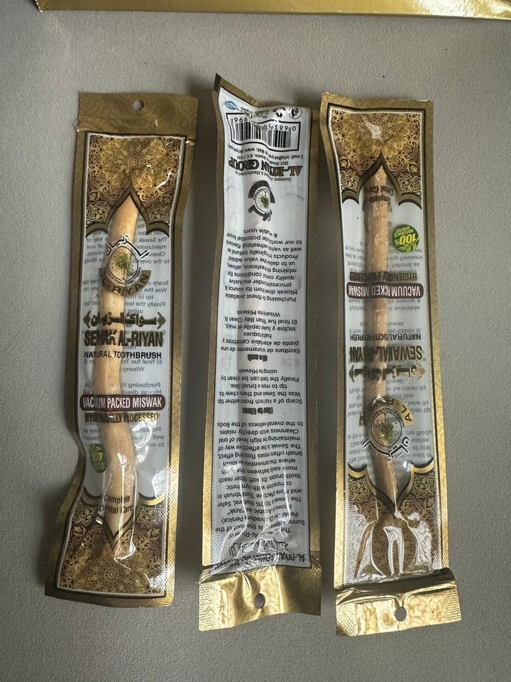 Al Rayan Miswak Sewak | Natural Siwak Toothbrush | 3 Pack | Vacuum Packed