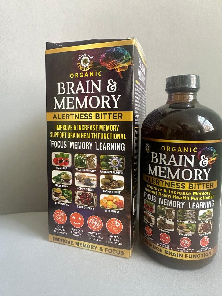 Organic Brain & Memory Alertness Bitter 16oz Herbal Liquid Focus Supplement