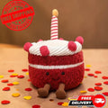 Red Velvet Cake Plush Toy – Smiling Birthday Candle Stuffed Doll