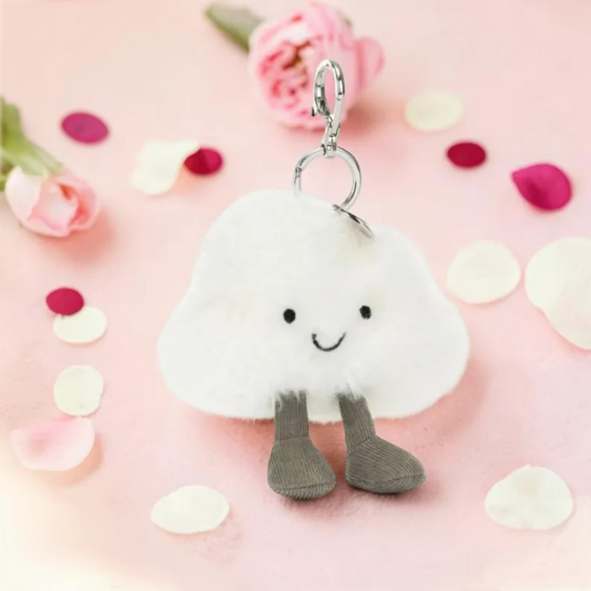 Amuseables Cloud Bag Charm Jellycat Plush Keychain White Cloud Accessory Gift