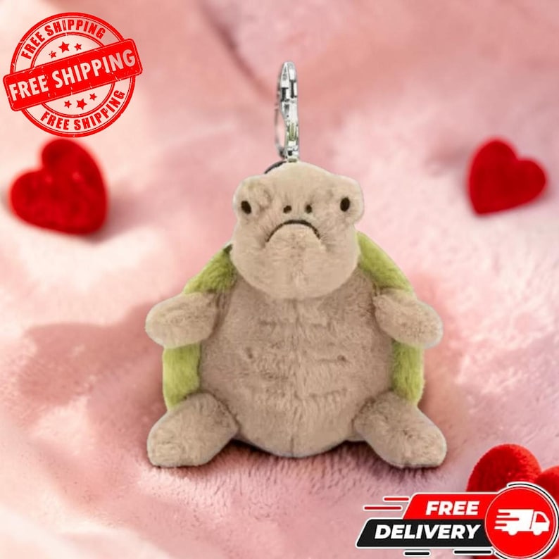 Plush Turtle Keychain | Soft Stuffed Turtle Keyring | Mini Animal Bag Charm