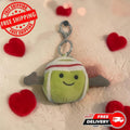 Green Smiley Plush Keychain with Winter Ear Flap Hat – Kawaii Mini Plush Bag Charm
