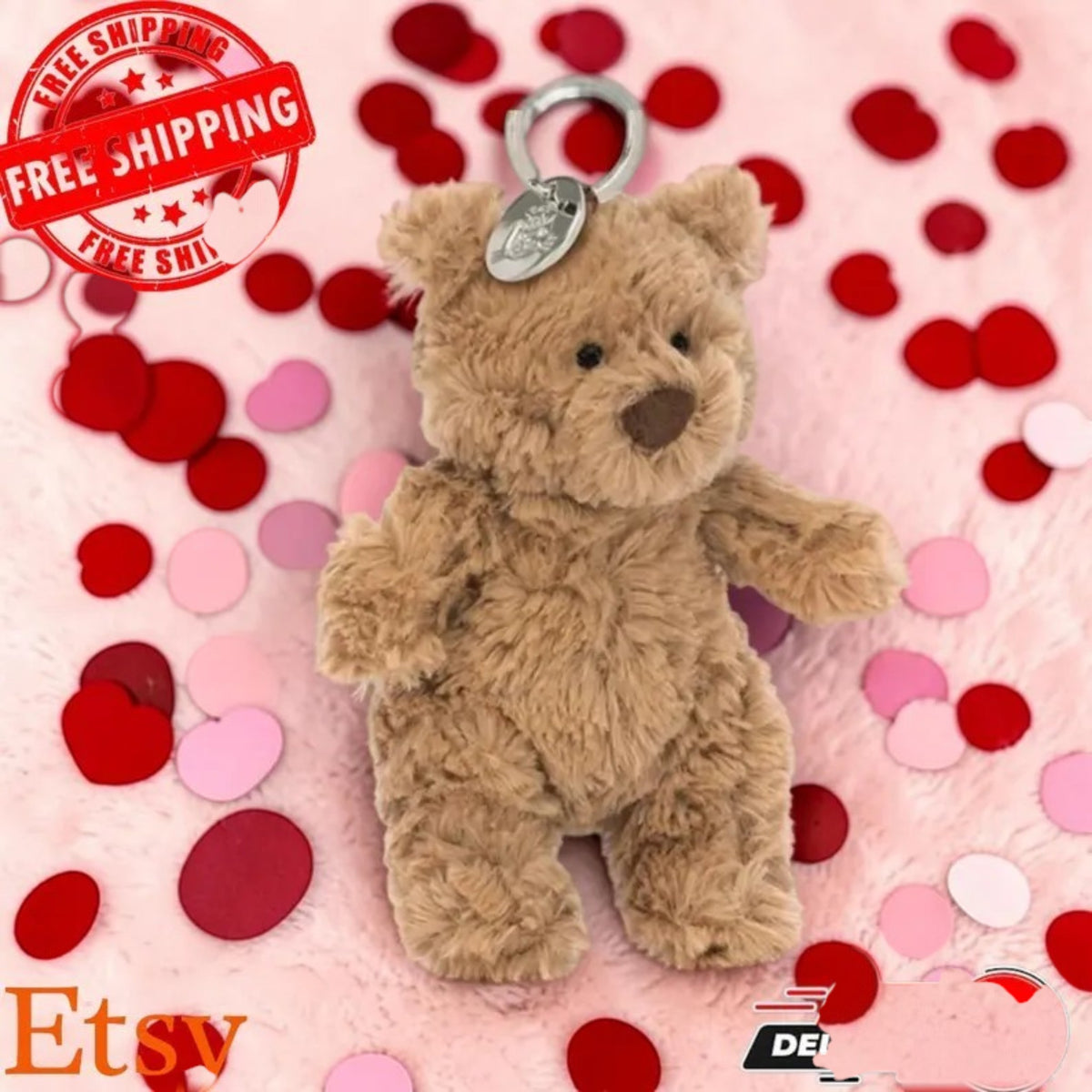 Jellycat Bartholomew Bear Bag Charm Pendant Clip Keyring Accessory for Bags