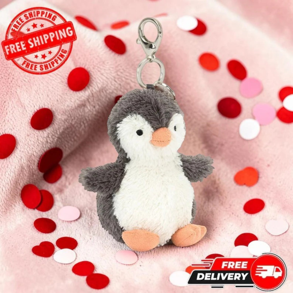 Soft Penguin Plush Keychain – Fuzzy Stuffed Animal Bag Charm